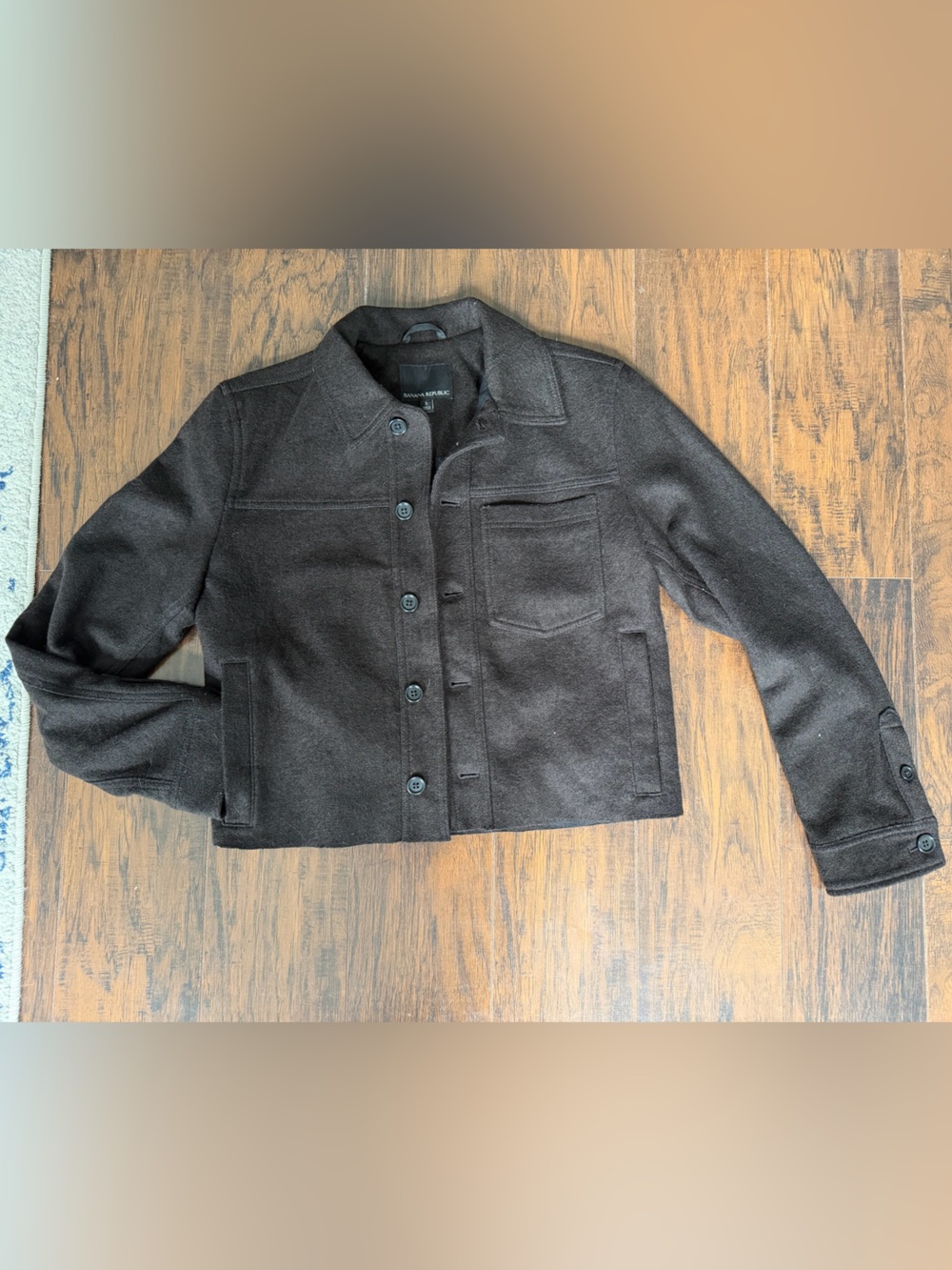 Brown Cropped Button-Front Jacket